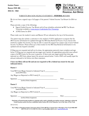 Parent 2014 Non-Filing Statement