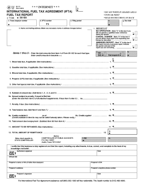 Texas IFTA Fuel Tax Report Form 56-101
