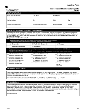 Hoss's Steak and Sea House Savings Plan Form