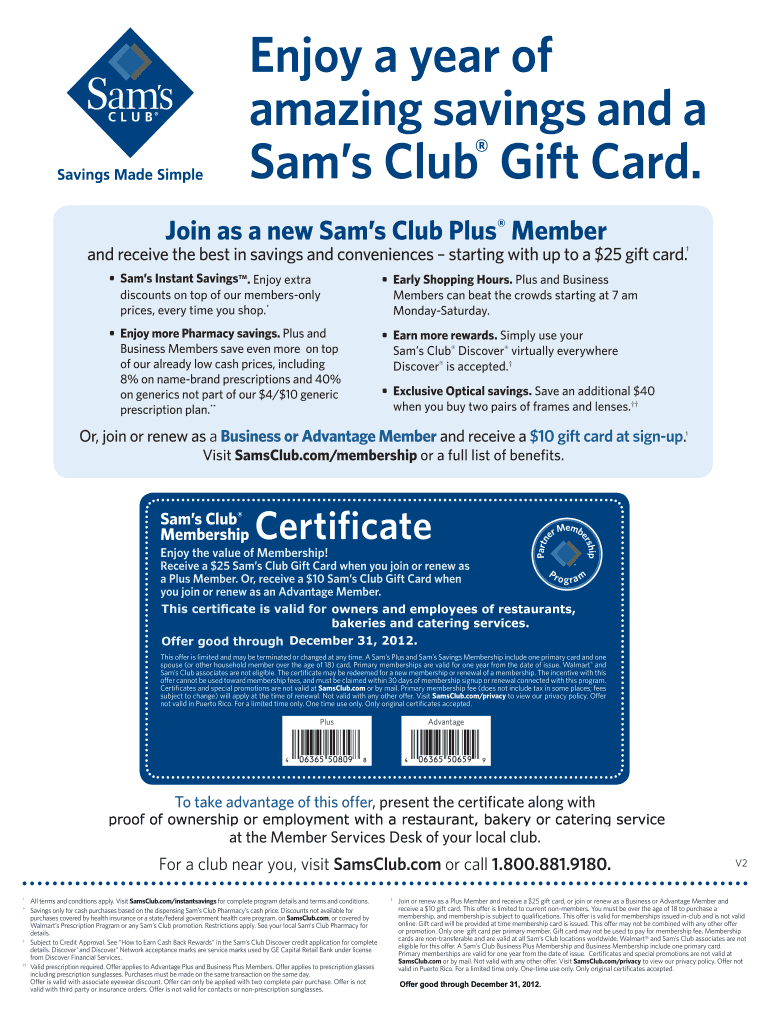 Fillable Online Join as a new Sams Club Plus Member and receive the