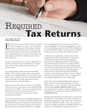 IRS Form 990T for Tax Exempt Dental Societies