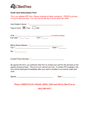 Credit Card Authorization Form
