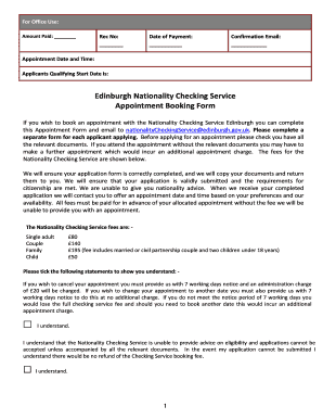 Edinburgh Nationality Checking Service Appointment Booking Form