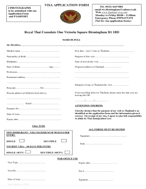 Thailand Visa Application Form