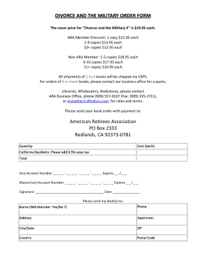 Divorce and the Military Order Form