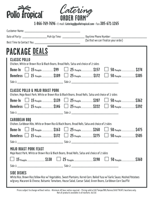 Pollos Tropical Catering Order Form