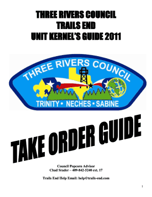 Three Rivers Council Popcorn Sale Unit Kernel Guide 2011