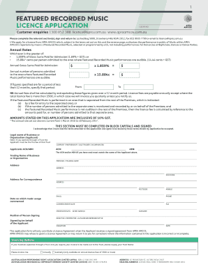 Featured Recorded Music Licence Application
