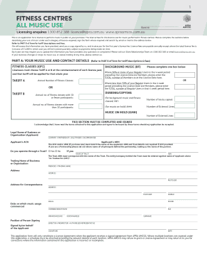 Fitness Centre Music Licence Application