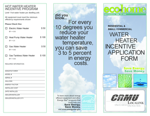 Hot Water heater ecohome - Coon Rapids Municipal Utilities - crmu