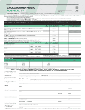 APRA AMCOS Background Music Licence Application