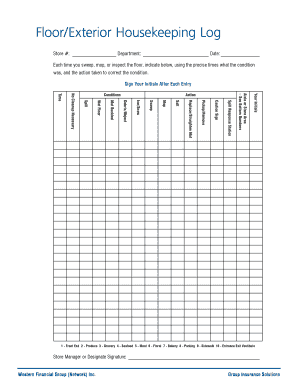 Floor Exterior Housekeeping Log