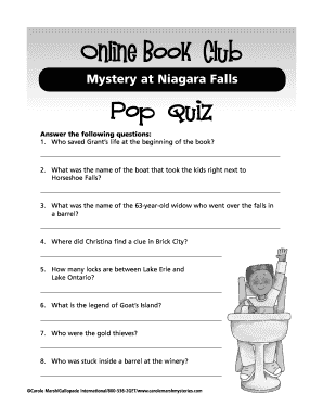 Mystery at Niagara Falls Quiz