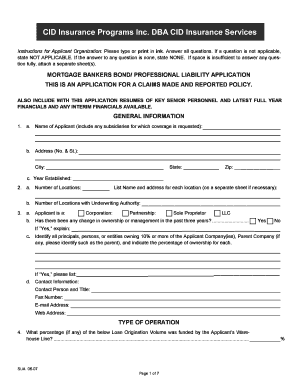 Mortgage Bankers Bond Application