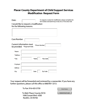 Placer County Child Support Modification Request Form