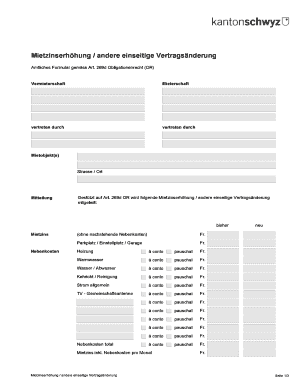 Mietzinserhöhung / andere einseitige Vertragsänderung