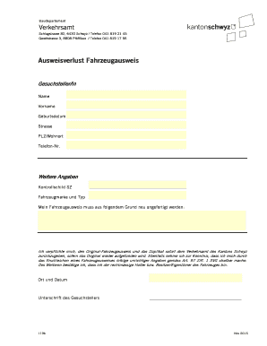 Gesuch um Ersatz des Fahrzeugausweises