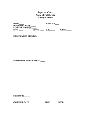 California Court Modification Request Form
