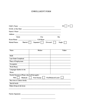 Child Enrollment Form