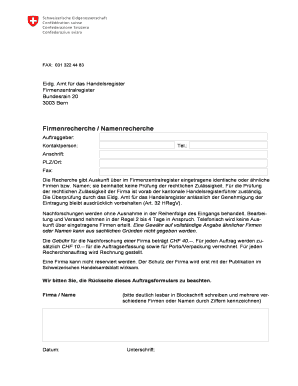Formular für Firmenrecherche