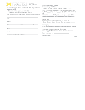 University of Michigan Museum Donation Form