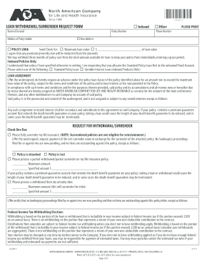 Loan Withdrawal/Surrender Request Form