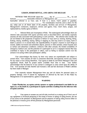 Horse Rental and Arena Use Release