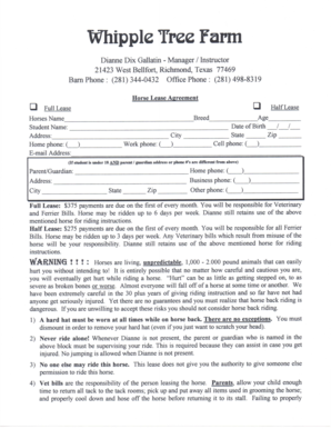 24 printable horse half lease agreement forms and