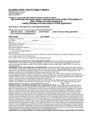 Equine Riding Instruction Liability Release