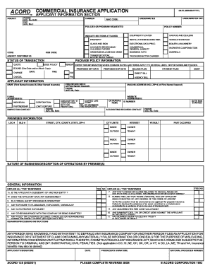 ACORD Commercial Insurance Application