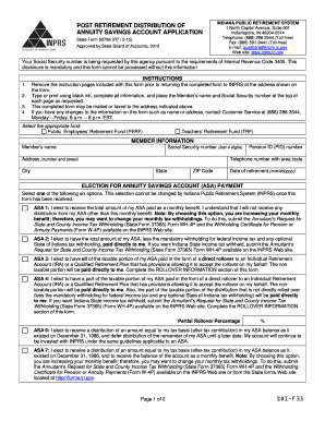 Indiana Annuity Savings Account Application