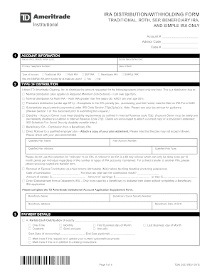 IRA Distribution/Withholding Form