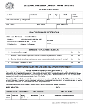 Seasonal Influenza Consent Form