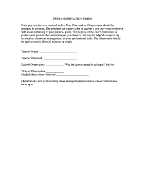 Fillable Online sefschools PEER OBSERVATION FORM - sefschoolsorg Fax ...