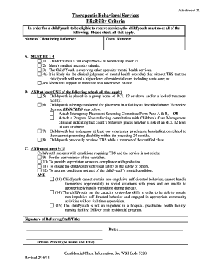 Therapeutic Behavioral Services Eligibility Criteria