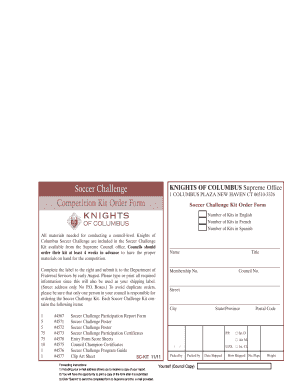 Soccer Challenge Kit Order Form
