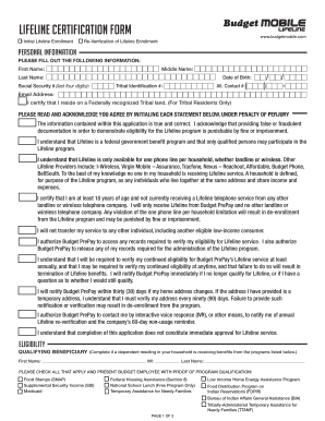 Lifeline Certification Form