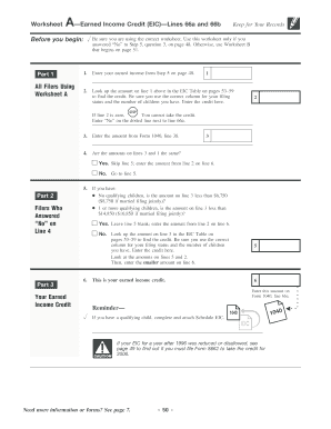 Earned Income Credit Worksheet A