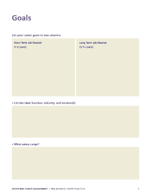 MBA Business Career Plan Template