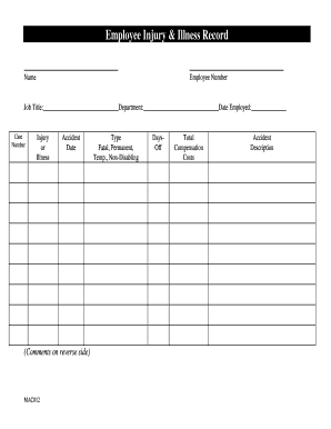 Employee Injury and Illness Record