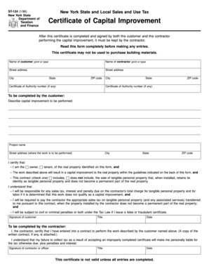 New York Capital Improvement Tax Certificate