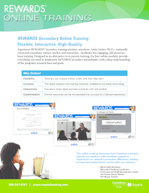 REWARDS Secondary Online Training Registration Form