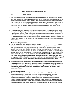 2015 Tax Return Engagement Letter