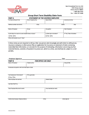 Group Short Term Disability Claim Form