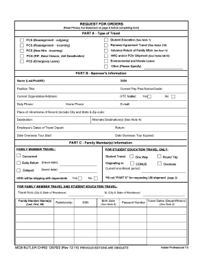 Request for Travel Orders