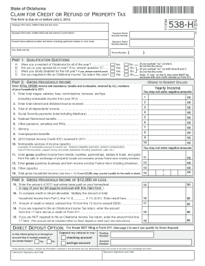 Oklahoma Property Tax Credit or Refund Claim