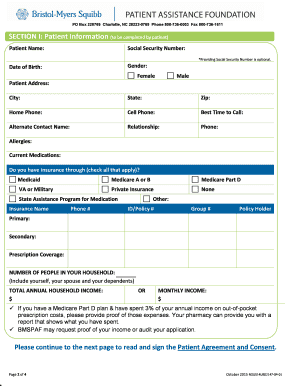 Bristol-Myers Squibb Patient Assistance Foundation Application