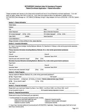 BETASERON Patient Enrollment Application