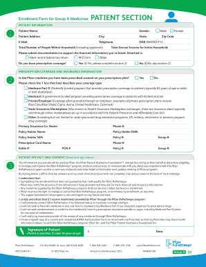 Pfizer RxPathways Patient Assistance Program Enrollment Form
