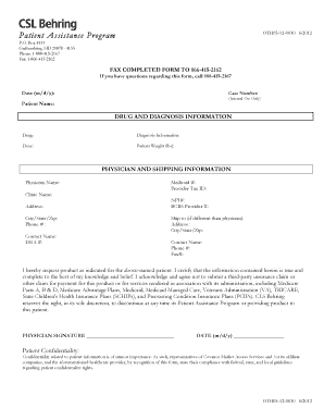 Patient Assistance Program Form OTH05-12-0030